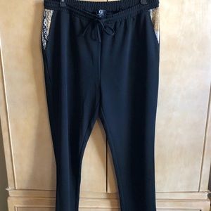 G by Giuliana Trousers Black with Snake Print Accents Gently Worn 1X